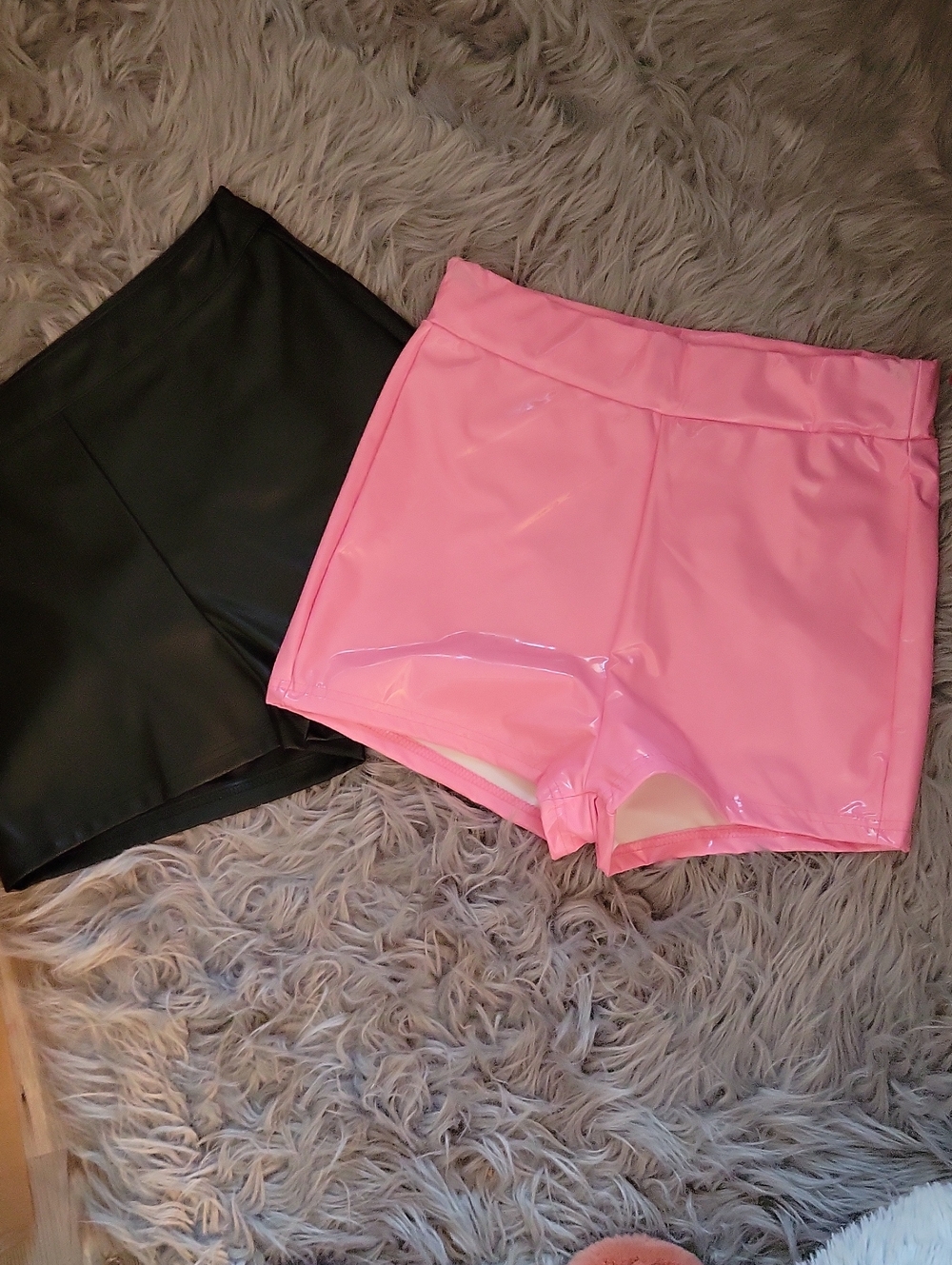 2 SHEIN Pink and Black High-Shine High Waist Women's Shorts